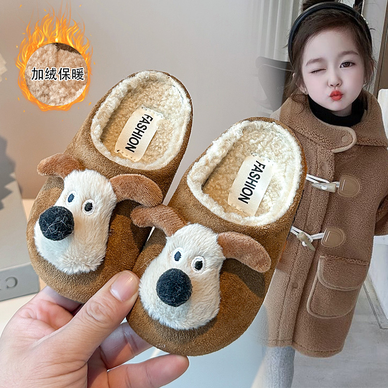 ABC Fans女童加绒勃肯拖鞋时尚卡通单鞋2025冬季新款小女孩豆豆鞋