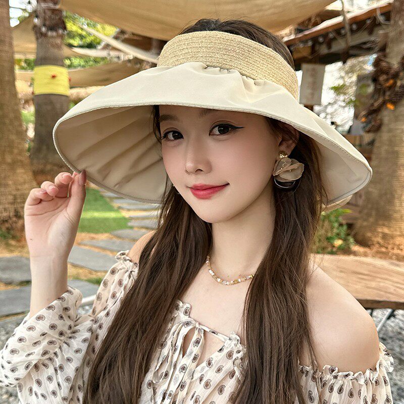 Dorain/朵澜2026新款空顶遮阳帽女大檐防晒帽可卷护颈透气空顶帽