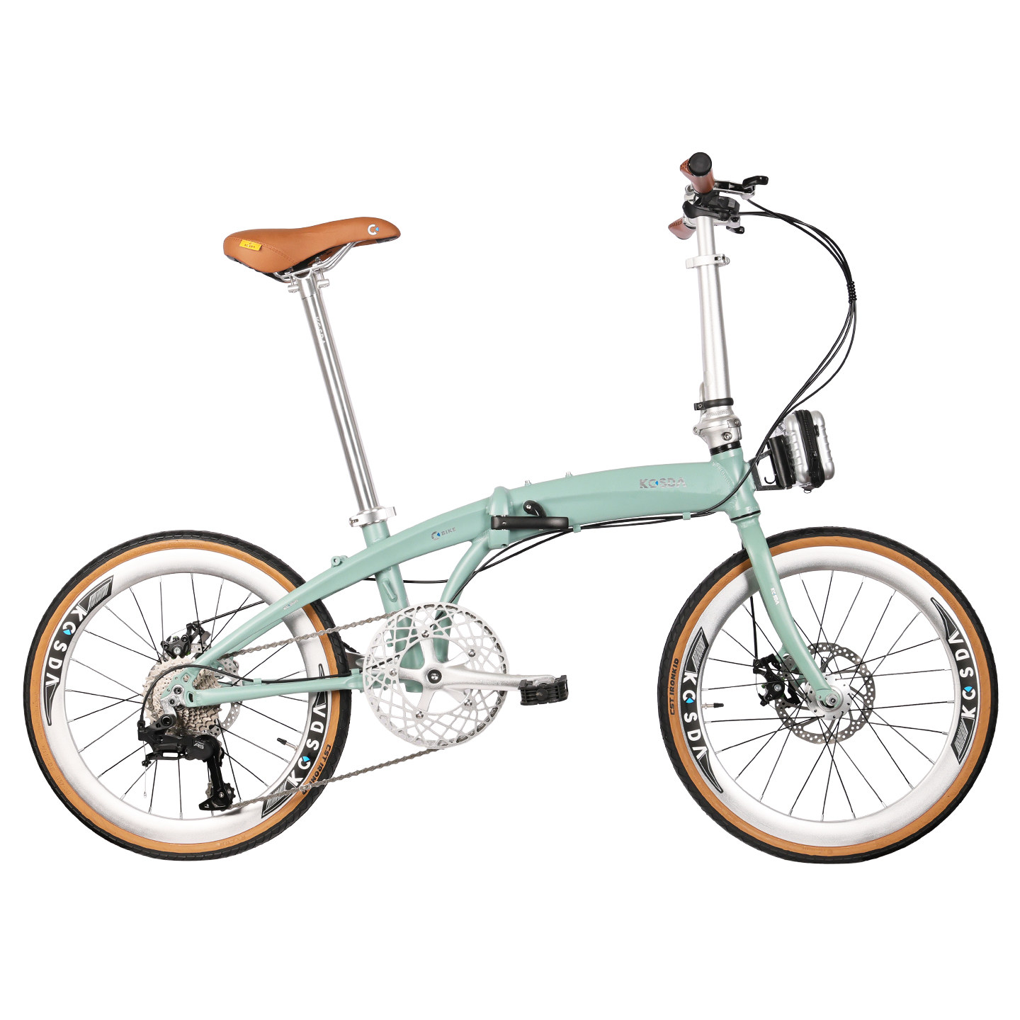 kosda 铝合金便携超轻成人亲子带娃碟刹变速单车通勤折叠自行车女