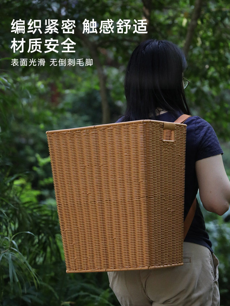 闲储塑编方形储物桶成人大山背篼耐用采摘农物赶集多用收纳背篓,收纳整理,收纳筐,淘宝优惠券,粉丝福利购,淘宝优惠卷
