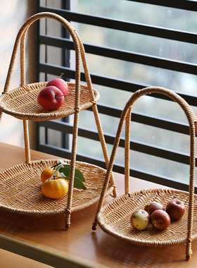 闲储仿藤多层水果盘欧式轻奢围炉煮茶干果零食盘喜事糖果分托盘篮