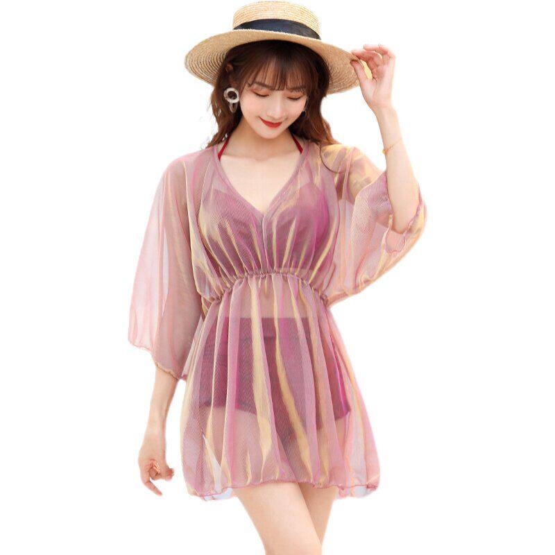 大码泳衣女胖mm200斤性感大胸比基尼三件套分体裙式遮肚显瘦温泉