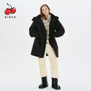 KIRSH大樱桃2026冬季羽绒服女中长款宽松潮加厚保暖鸭绒连帽外套