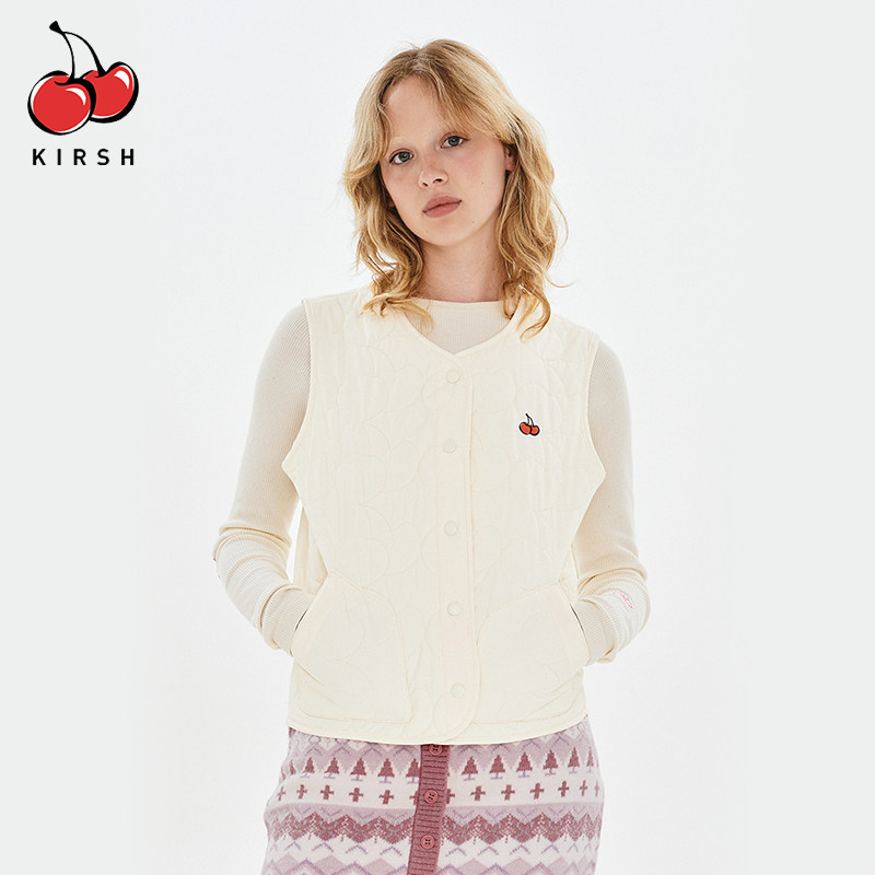 樱桃KIRSH 棉服马甲女秋冬2024新款叠穿轻薄保暖韩系背心外穿冬季