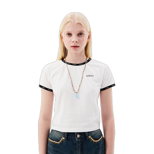 kirsh大樱桃夏季新款女短袖T恤修身短款露脐上衣高腰半袖甜美韩版