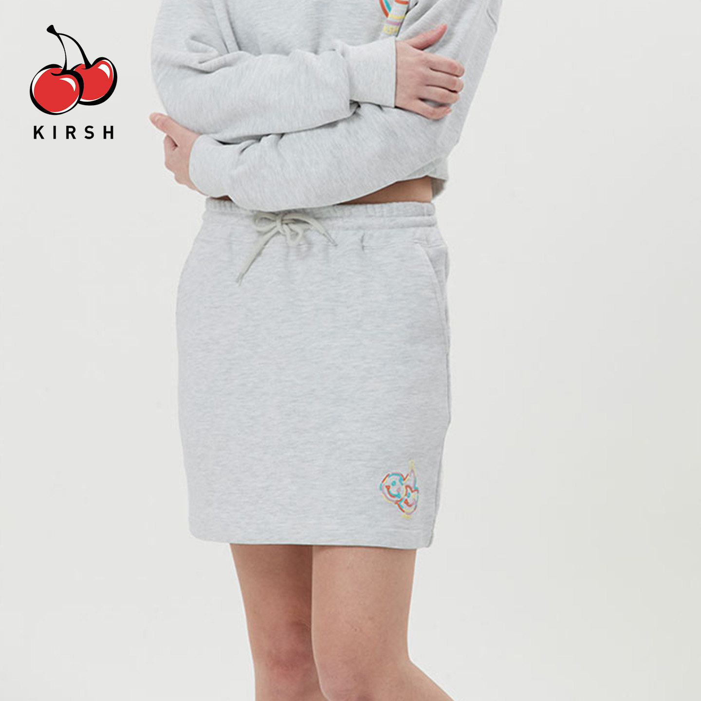 KIRSH松紧腰抽绳系带a字短裙半身裙女春秋小个子短款运动休闲裙子