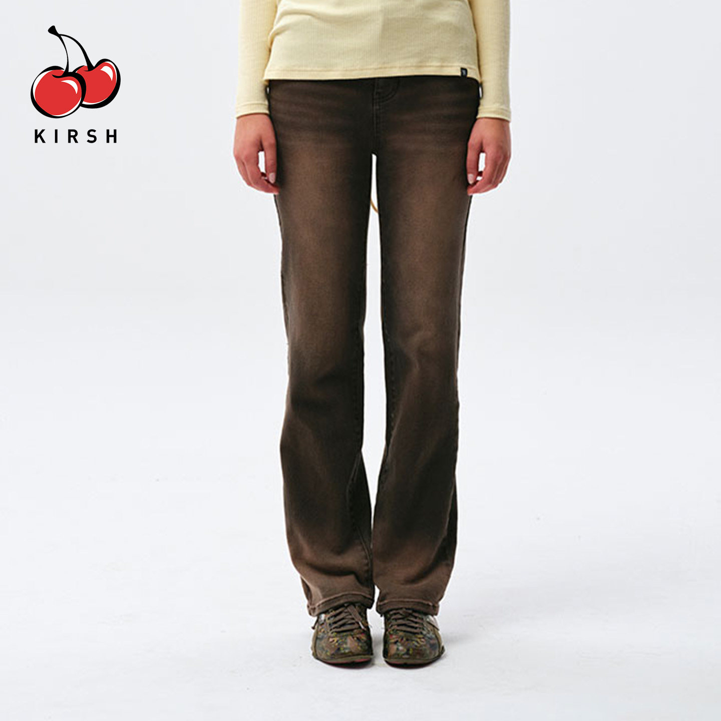 樱桃KIRSH高腰复古女士休闲裤直筒裤长裤女士牛仔裤深色渐变色女 - KIRSHoutlet店出品