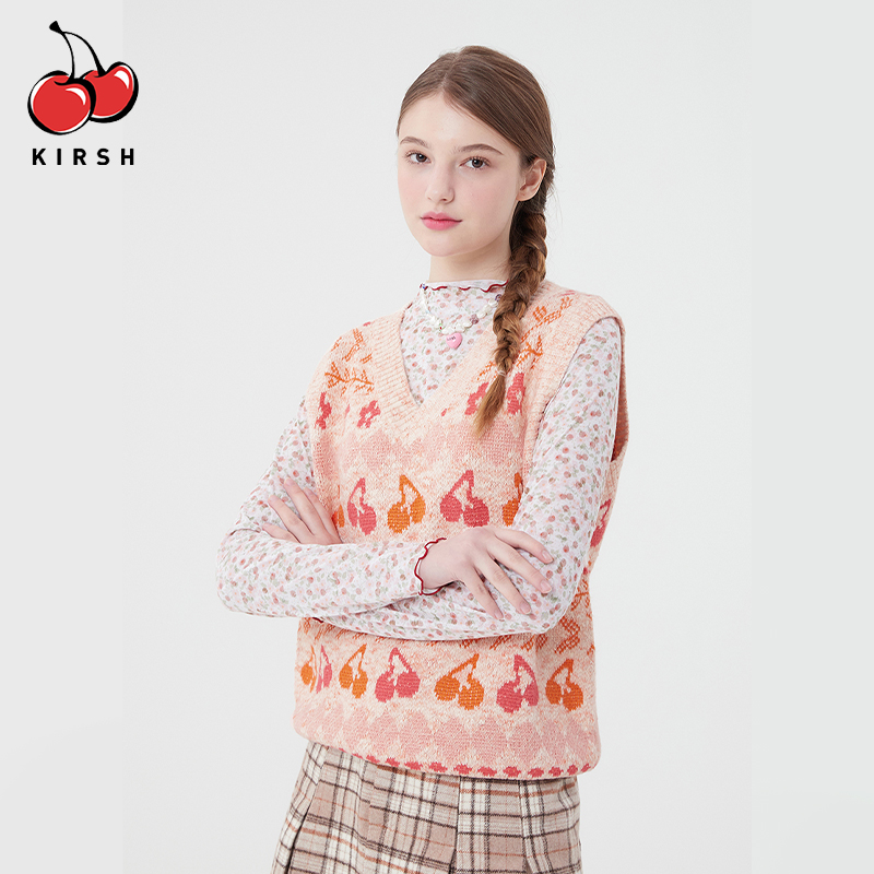 大樱桃马夹KIRSH时尚针织V领