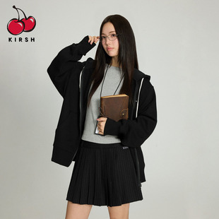 冬季 樱桃KIRSH 外套女秋冬休闲加厚加绒连帽衫 开衫 连帽卫衣韩版