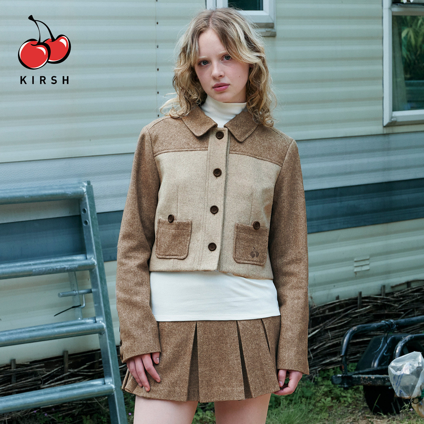 kirsh复古美拉德撞色拼接毛呢外套女秋冬小个子短款翻领夹克少女,女装/女士精品,毛呢外套,淘宝优惠券,粉丝福利购,淘宝优惠卷