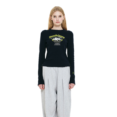 大樱桃长袖T恤开叉修身打底衫