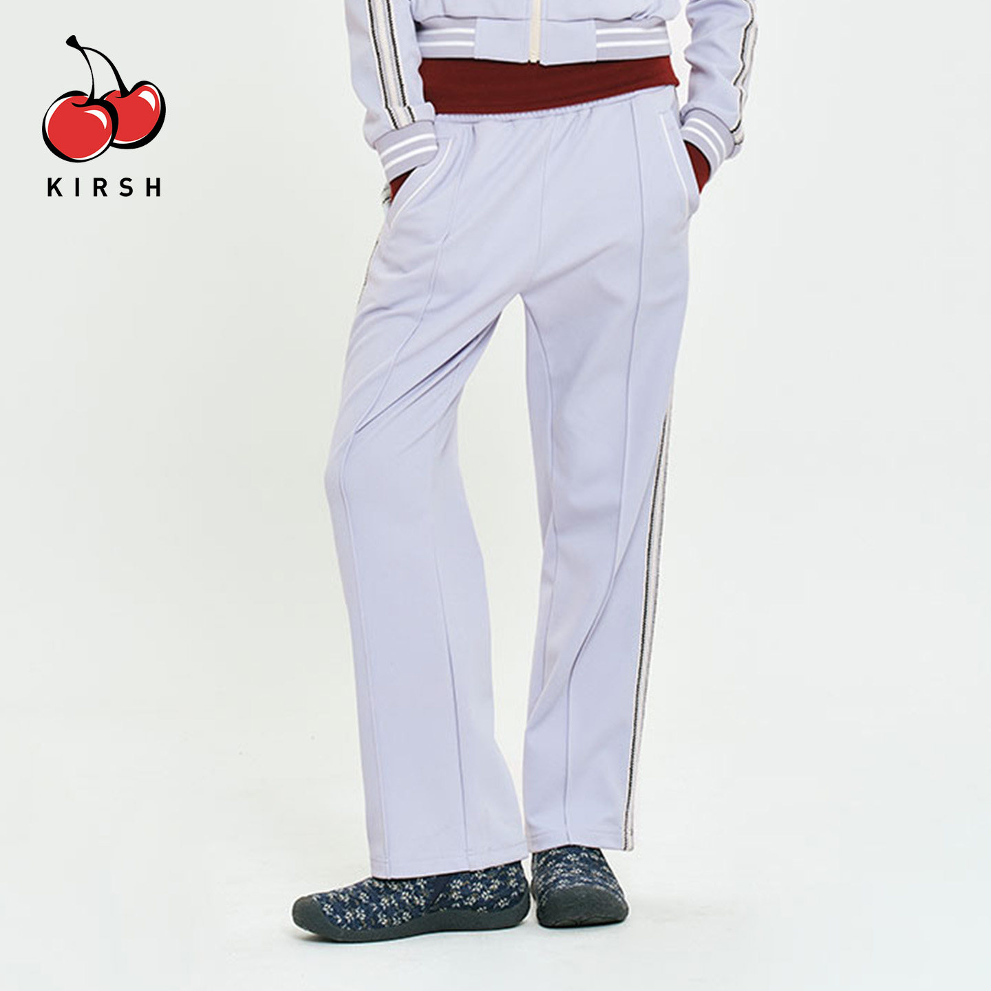 樱桃KIRSH运动风长裤侧边条纹时尚潮流宽松女装休闲裤运动裤直筒