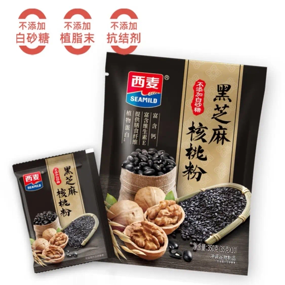 西麦黑芝麻核桃粉350g燕麦片黑芝麻糊营养早餐五谷杂粮粉独立包装