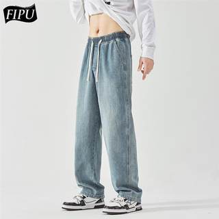 FIPU春季新款男士牛仔裤美式高街宽松直筒百搭潮流休闲港风长裤.