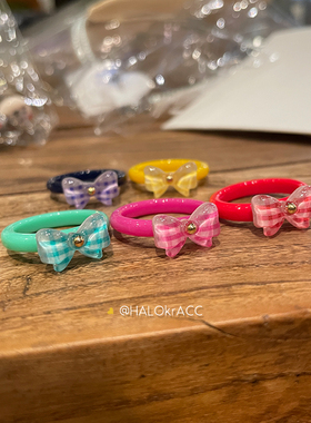 HALOkrACC韩代格子蝴蝶结戒指