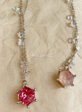 HALOkrACC韩代s水晶一颗菱项链