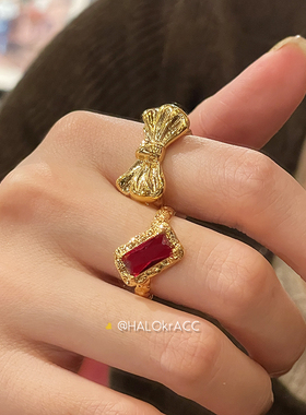 HALOkrACC韩国红水晶戒指