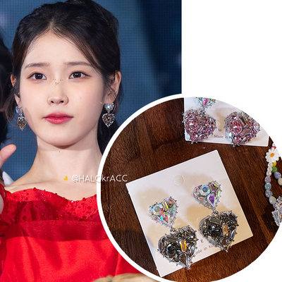 HALOkrACC韩国IU几何心耳钉