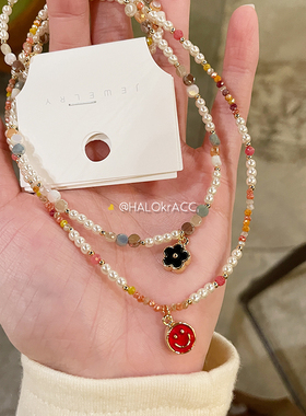 HALOkrACC韩代烤漆笑脸项链