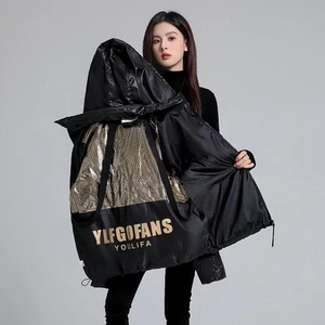 明星同款黑金羽绒服男女同款棉服外套加厚保暖连帽羽绒服冬季休闲