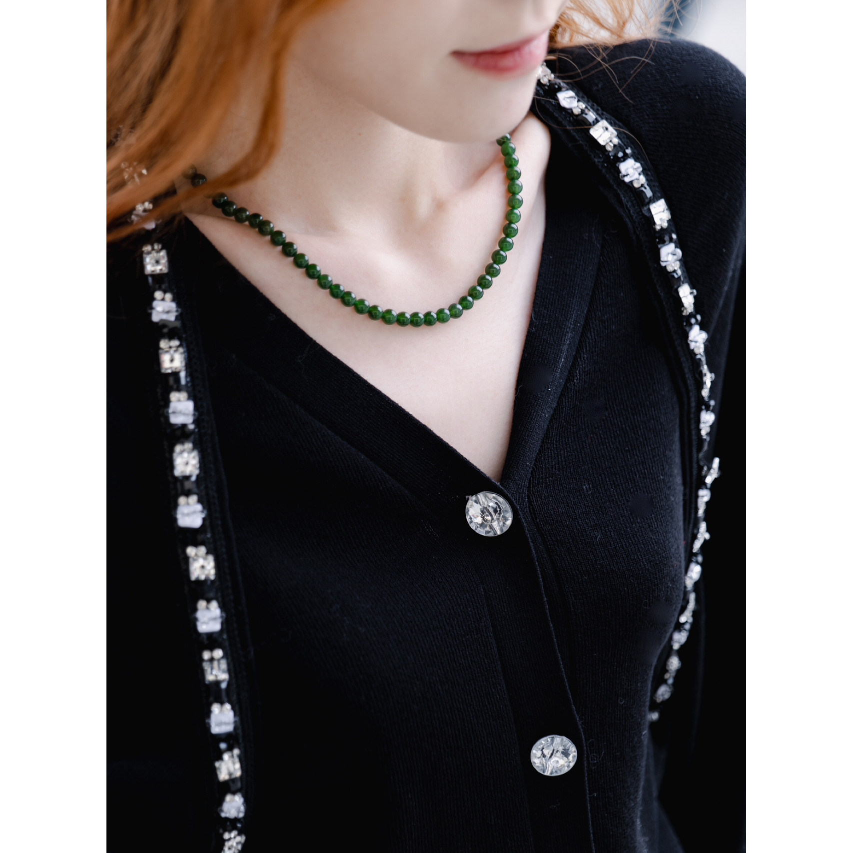 【方枪枪力荐】范语 碧玉项链6mm爆款老菠菜绿社交距离无黑点50cm