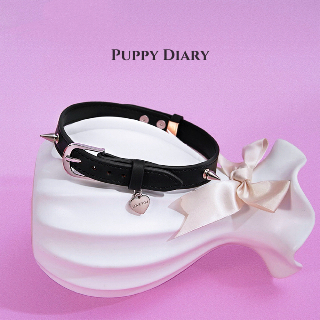 Puppy*真皮项圈女颈带choker项链小众设计铆钉朋克刻字情侣礼物