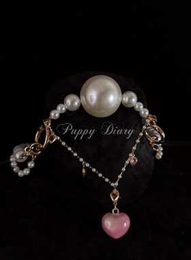 Puppy珍珠爱心多层锁骨链礼物