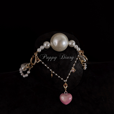 Puppy珍珠爱心多层锁骨链礼物