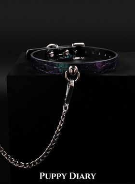 Puppy*变色龙真皮项圈女宫铃choker男颈链高端头层牛皮项链可刻字