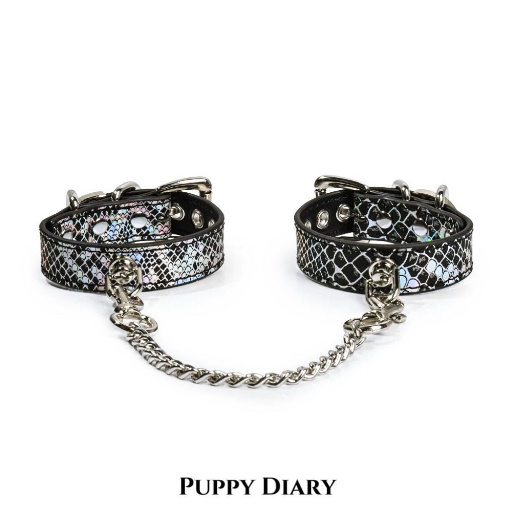 Puppy*蛇皮纹手环女手链手饰亚文化情侣皮革剧本cos粉色手铐道具