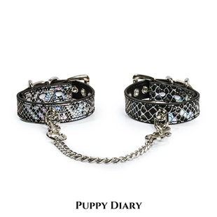 Puppy*蛇皮纹手环女手链手饰亚文化情侣皮革剧本cos粉色手铐道具