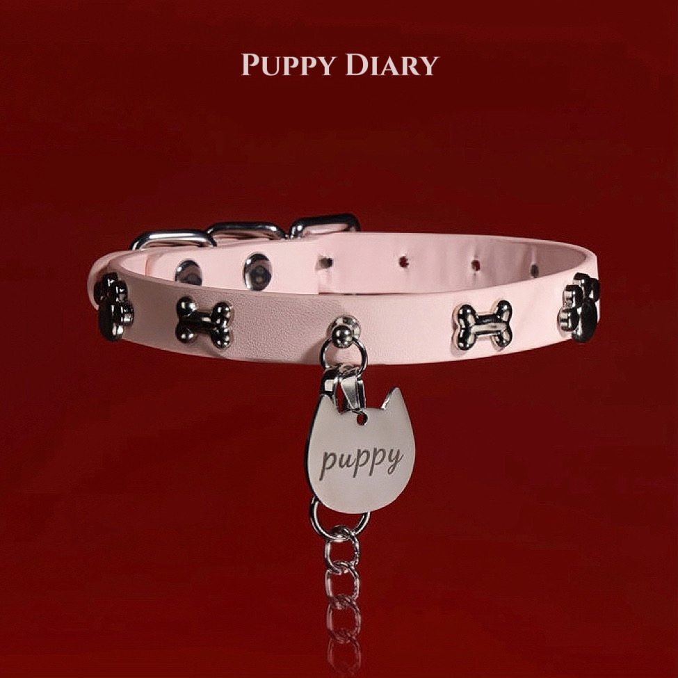 Puppy*可爱骨头项圈女choker吊牌猫爪小众刻字脖圈男颈环情侣