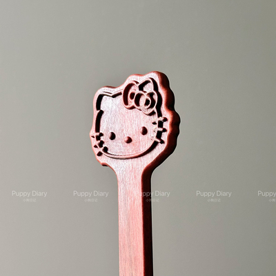 Kitty檀木拍立体可留印可爱戒尺实木玫瑰拍姜饼人cos手持道具