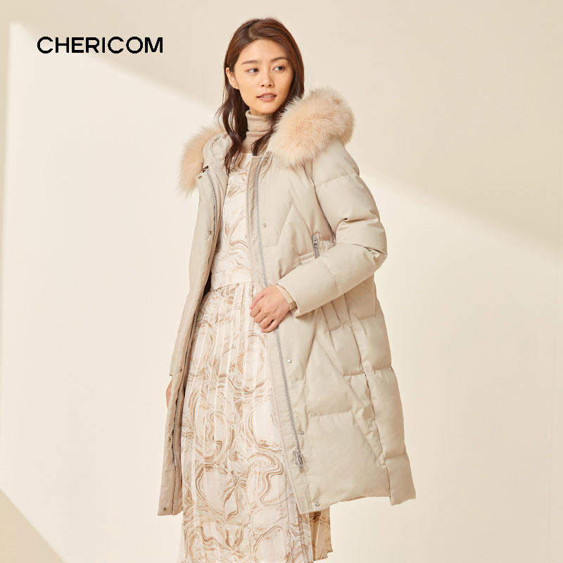 千仞岗冬新款羽绒服保暖防风户外宽松连帽款大毛领Y259157Y-X