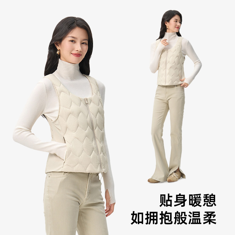 千仞岗2026秋冬短款修身圆领女士羽绒服背心马甲舒适保暖Y319901N