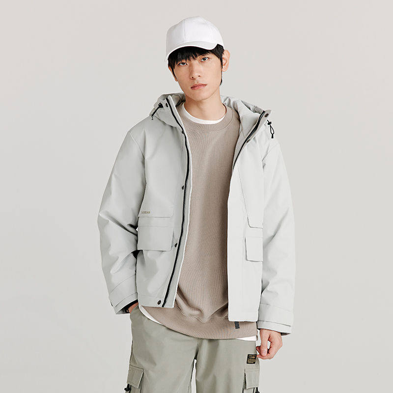 千仞岗羽绒外套男士工装宽松休闲连帽外套反季羽绒服Y278518Y