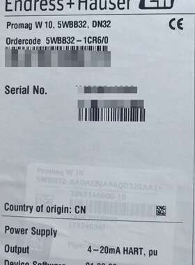 全新EndressHauser Promag W 10，型