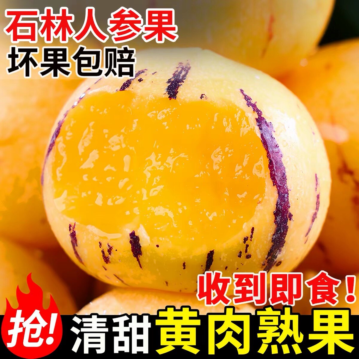 正宗石林人参果 新鲜水果大黄果 清甜多汁 现摘现发黄肉圆果整箱
