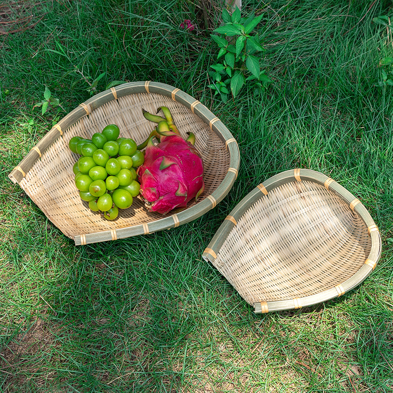 家用竹编馍筐厨房茶几收纳篮子