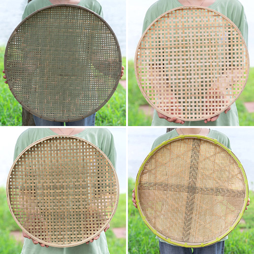 竹编竹筛子簸箕手工竹匾有孔米筛干 干货家用装饰食物晾晒竹制品