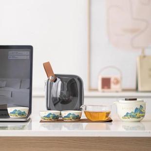 快客杯简约便携式 旅行茶具泡茶壶小套装 户外随身一壶三杯礼品定制