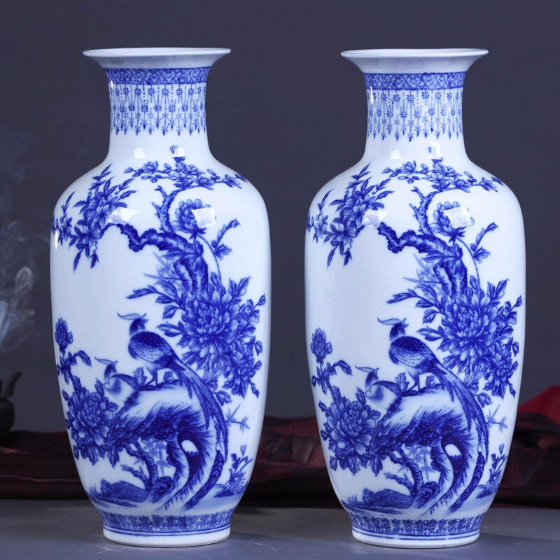 loyo青花瓷器景德镇花瓶陶瓷插花客厅摆件仿古瓶子中式家居装饰工