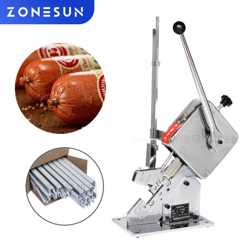 ZONESUN50型手动U型卡扣 香肠塑料袋包装封口机超市 火腿肠扎口机