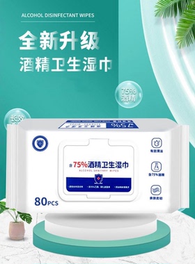 酒精消毒湿巾含75度大包抑菌便携实惠办公家用卫生杀菌专用湿纸巾