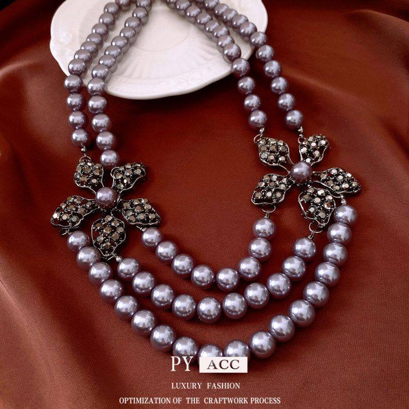 项链复古镂空项饰串珠珍珠时尚花朵女宫廷风链双层锁骨法式高级感,饰品/流行首饰/时尚饰品新,项链,淘宝优惠券,粉丝福利购,淘宝优惠卷