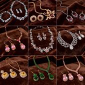 套装 项链手链宫廷风时尚 珍珠毛衣链百搭法式 首饰镶钻百搭椭圆个性