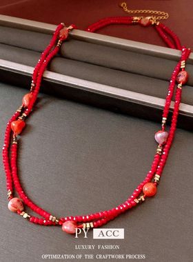 复古串珠时尚项饰圆形毛衣链百搭