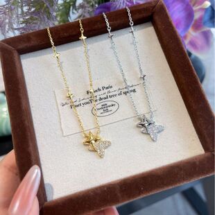 中套装古风满钻星动精致设计感vineg四芒星轻奢戒指项链耳钉ar