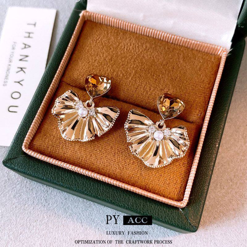 〗复古设计镶钻耳环坠心爱心〖