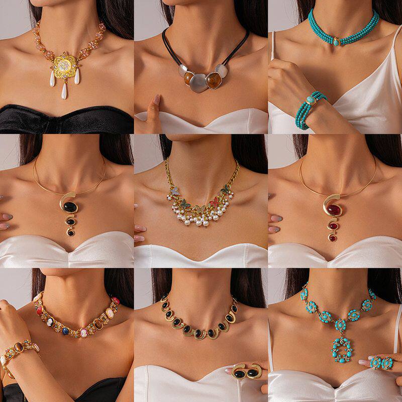 滴油镶钻高级感饰品花朵项饰锁骨女水晶项链轻奢小众欧美风链时尚